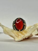 Red Agate Stone Silver Ring #203 - Image 2