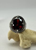 Sultan's Heart Red Zircon Stone Silver Ring #202 - Image 2
