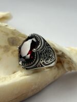 Sultan's Heart Red Zircon Stone Silver Ring #202 - Image 3