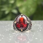RED Zircon Stone 925 silver ring#209