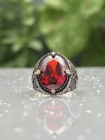 RED Zircon Stone 925 silver ring#209