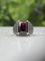 RED ZIRCON 925 SILVER RING #222