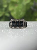 BLACK ZIRCON 925 SILVER RING #218