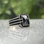 BLACK ZIRCON 925 SILVER RING #216