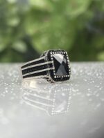 BLACK ZIRCON 925 SILVER RING #216