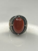 CRIMSON SCROLL AQEEQ STONE 925 SILVER RING #230 - Image 3