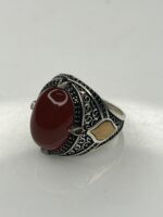 CRIMSON SCROLL AQEEQ STONE 925 SILVER RING #230 - Image 2