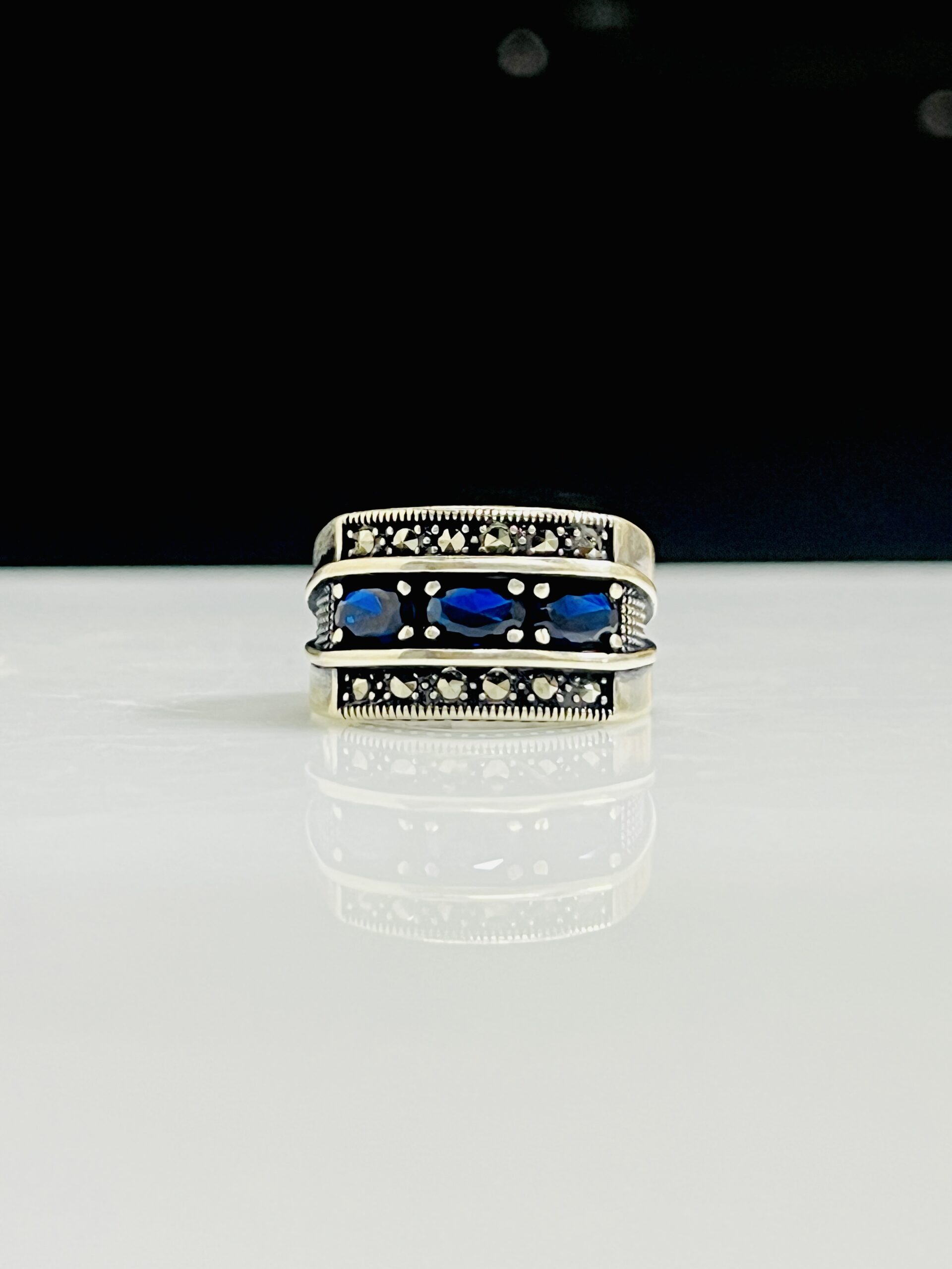 IMG_6616 BLUE ZIRCON STONE 925 SILVER RING #232 - Image 1