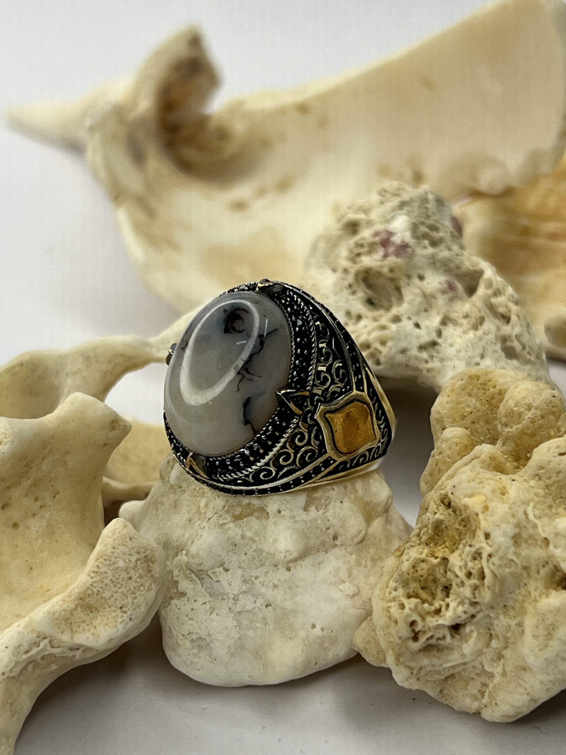 IMG_5716 Yemini Aqeeq Stone 925 silver ring #234 - Image 1