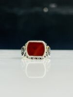Red Aqeeq stone 925 silver ring #235 - Image 4