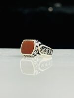 Red Aqeeq stone 925 silver ring #235 - Image 3