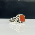 Red Aqeeq stone 925 silver ring #235