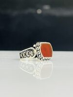 Red Aqeeq stone 925 silver ring #235