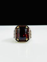 RED ZIRCON STONE 925 SILVER RING #233 - Image 4