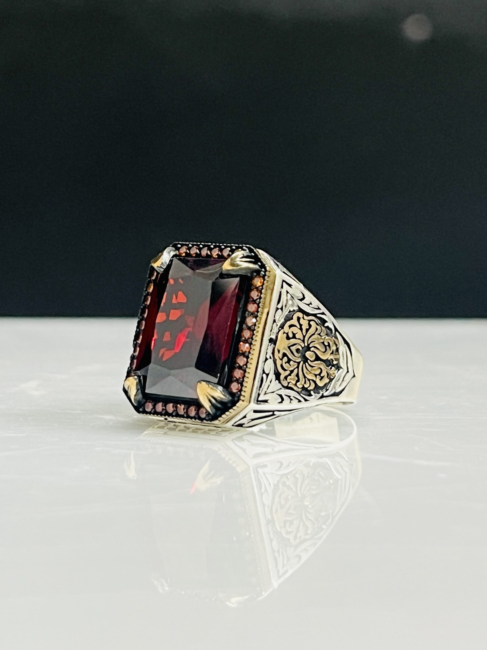 IMG_6613 RED ZIRCON STONE 925 SILVER RING #233 - Image 1