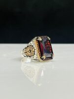 RED ZIRCON STONE 925 SILVER RING #233 - Image 2