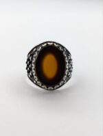 RED AQEEQ STONE 925 SILVER RING #241 - Image 2