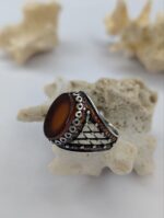 RED AQEEQ STONE 925 SILVER RING #241 - Image 3