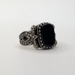 BLACK ONYX STONE 925 SILVER RING #244