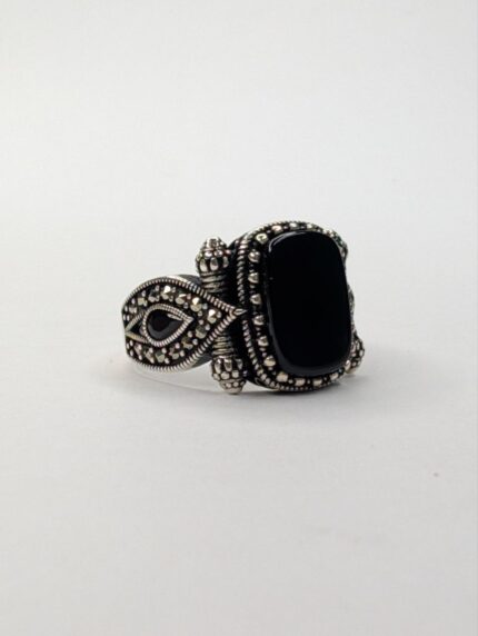 BLACK ONYX STONE 925 SILVER RING #244