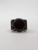 RED AQEEQ STONE 925 SILVER RING #242 - Image 2