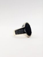 BLACK ONYX STONE 925 SILVER RING #240