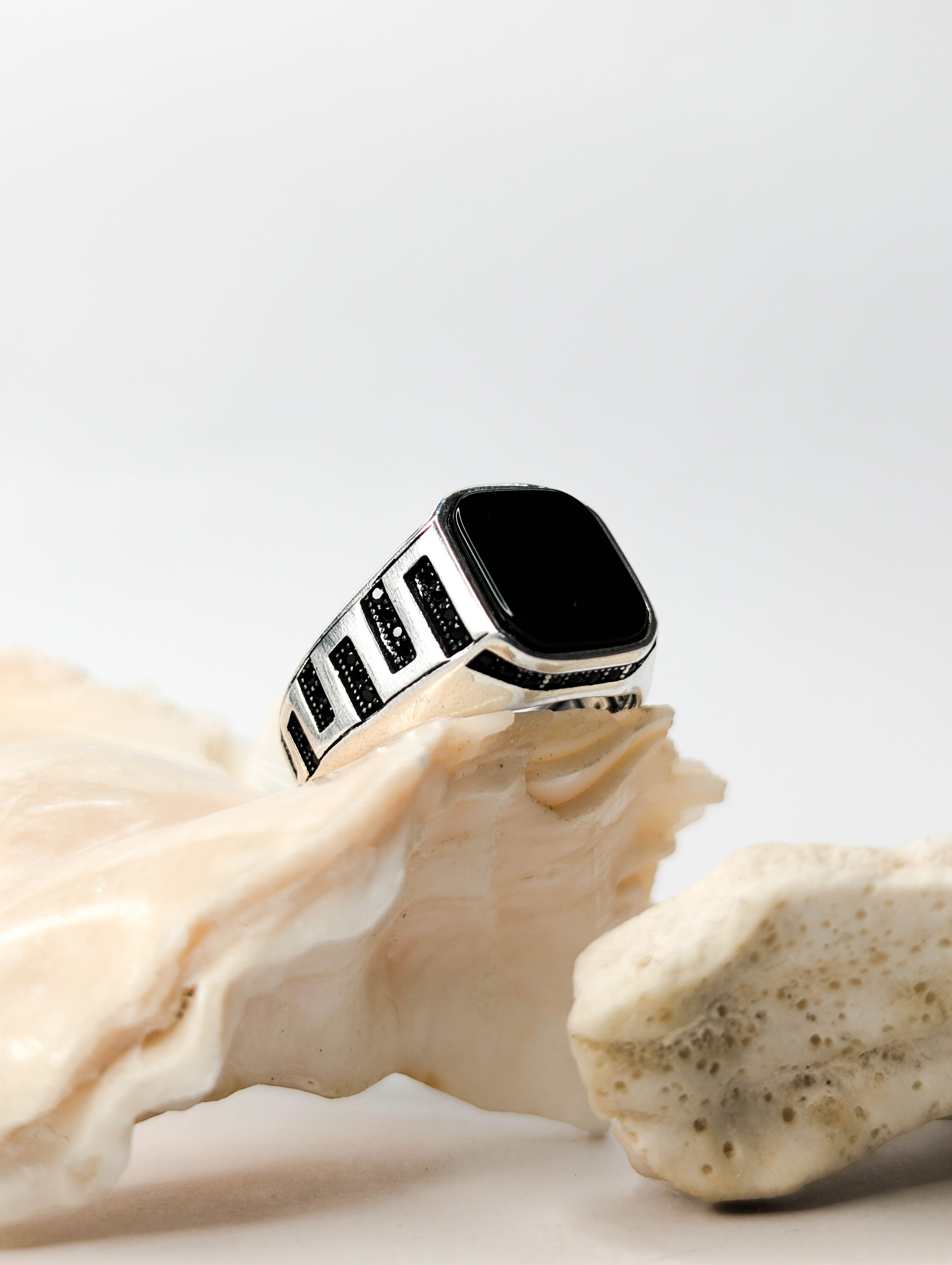 BLACK ONYX STONE 925 SILVER RING